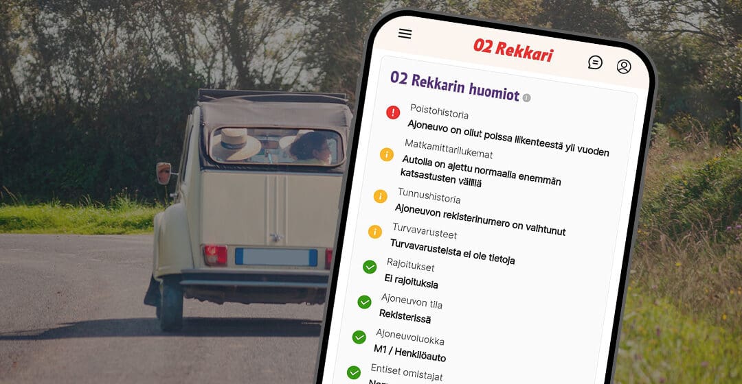 02 Rekkari nostaa esiin tärkeät huomiot, kun haet ajoneuvotietoja!
